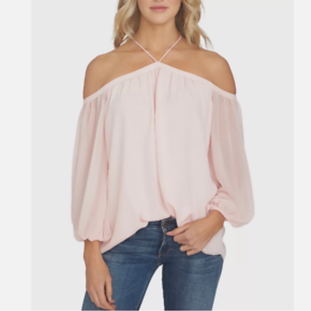 1 State off shoulder pink Halter blouse . Size M